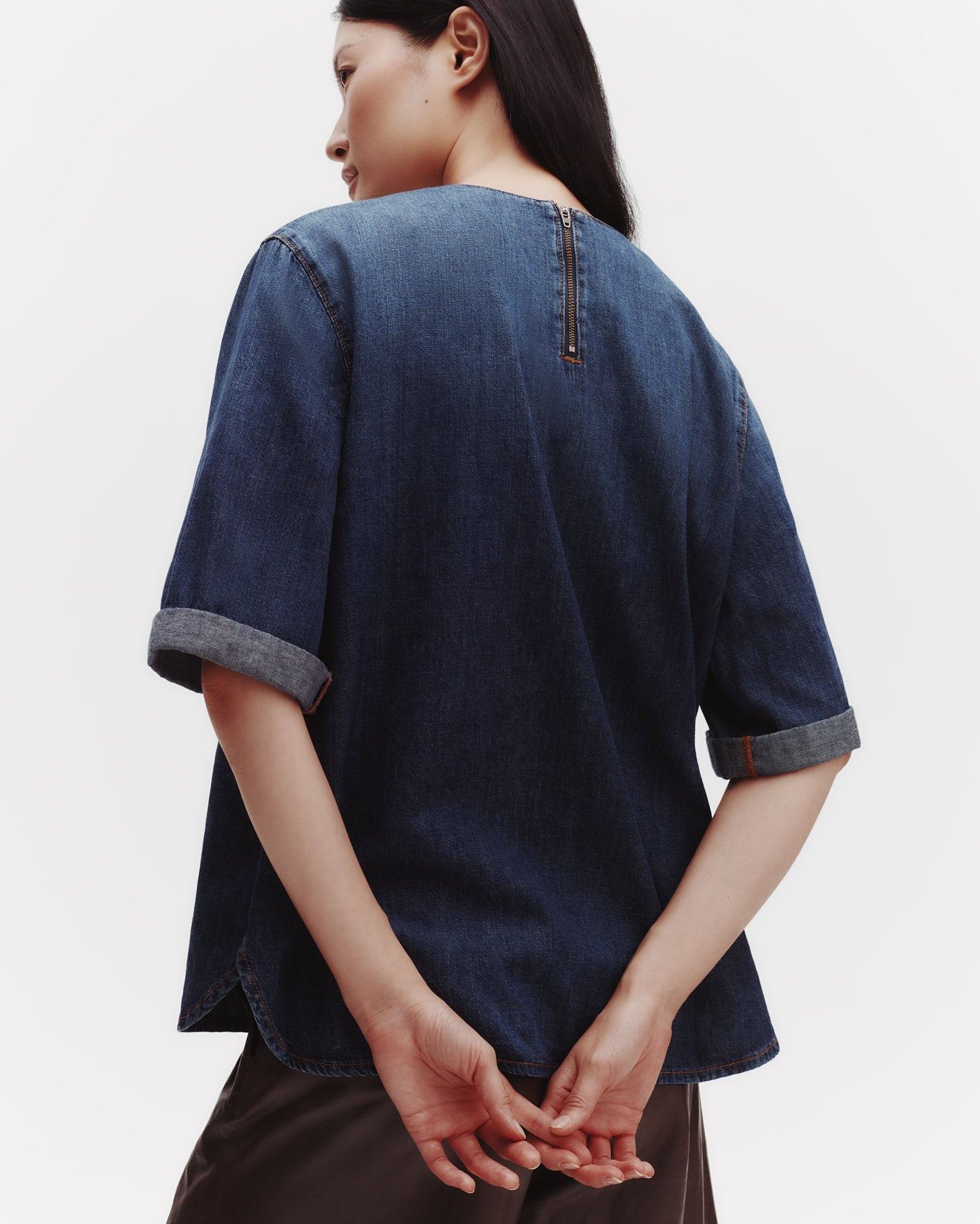 TWP Dark indigo Oversized T in Denim Shirting view 5