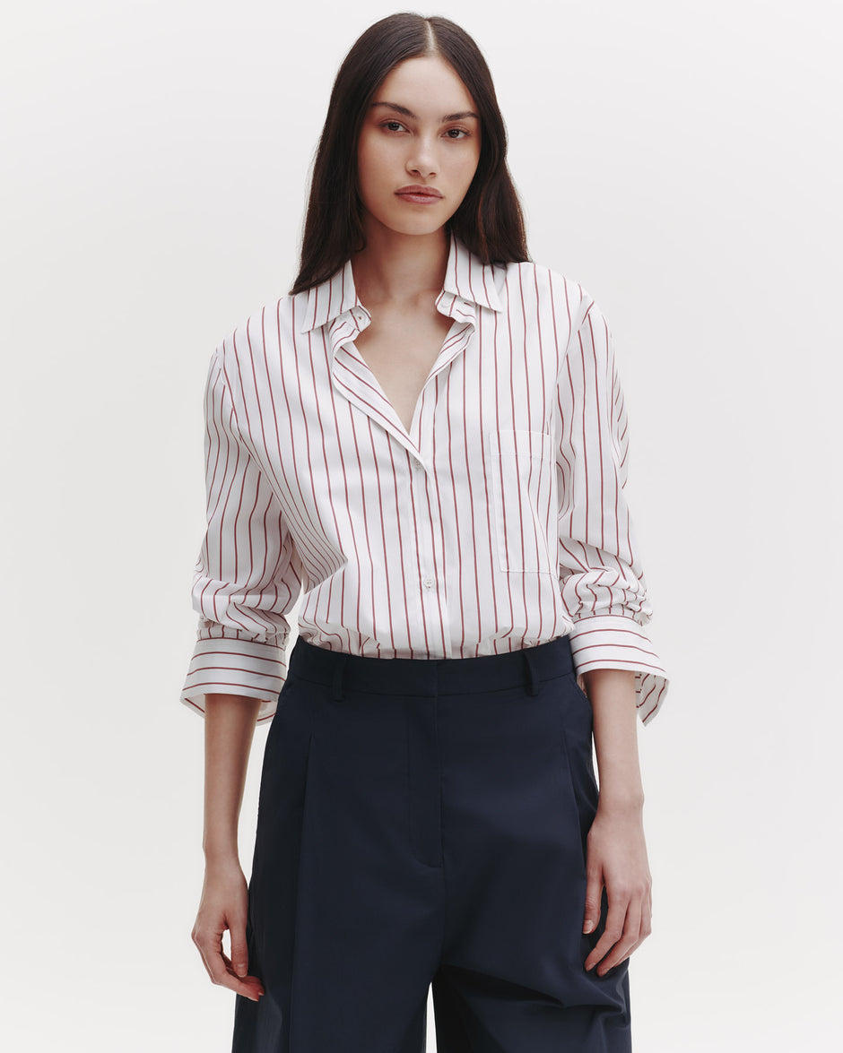 TWP White/red The Next Morning Shirt in Striped Cotton view 3