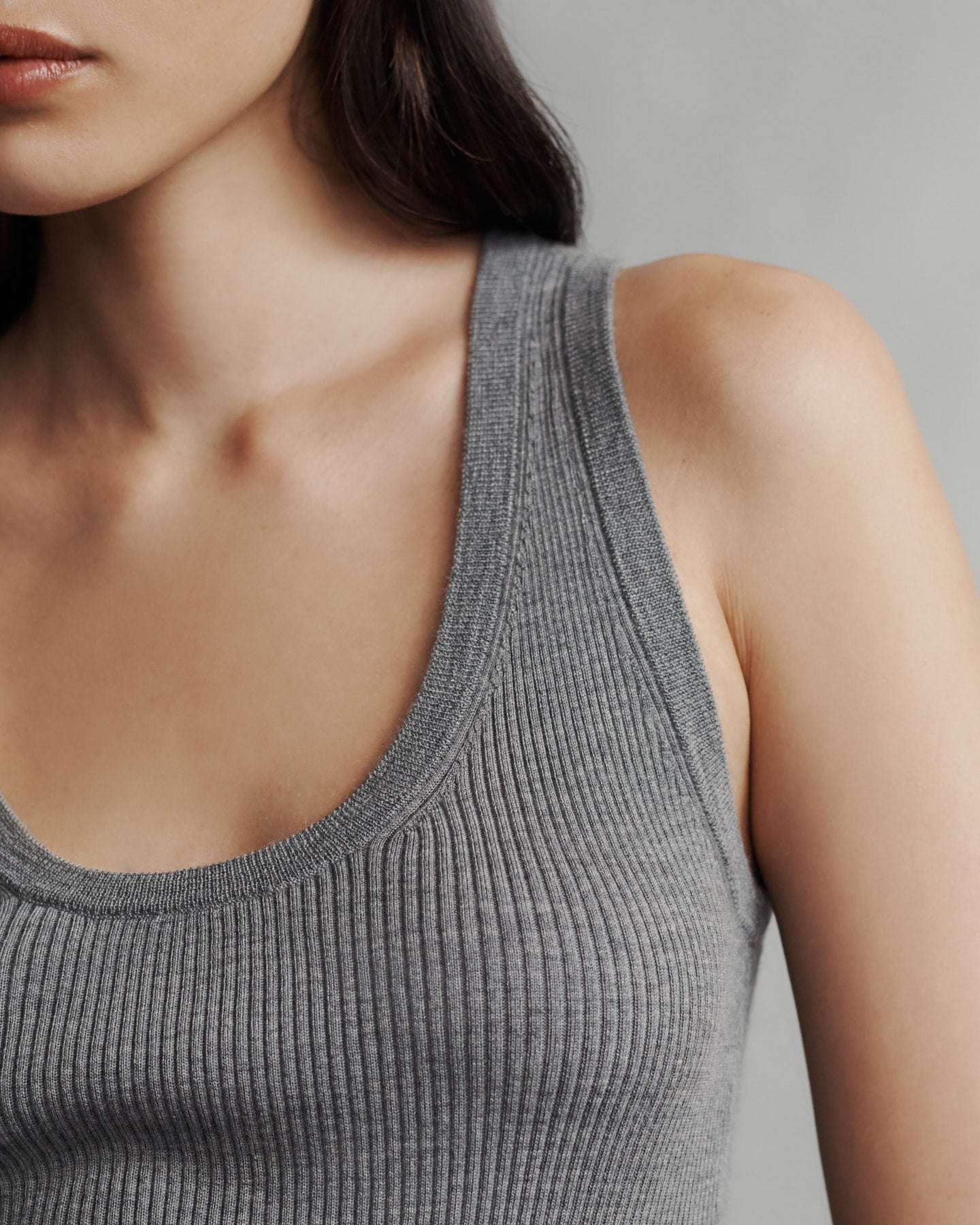 TWP Medium heather grey Knit Tank in Merino Wool view 5