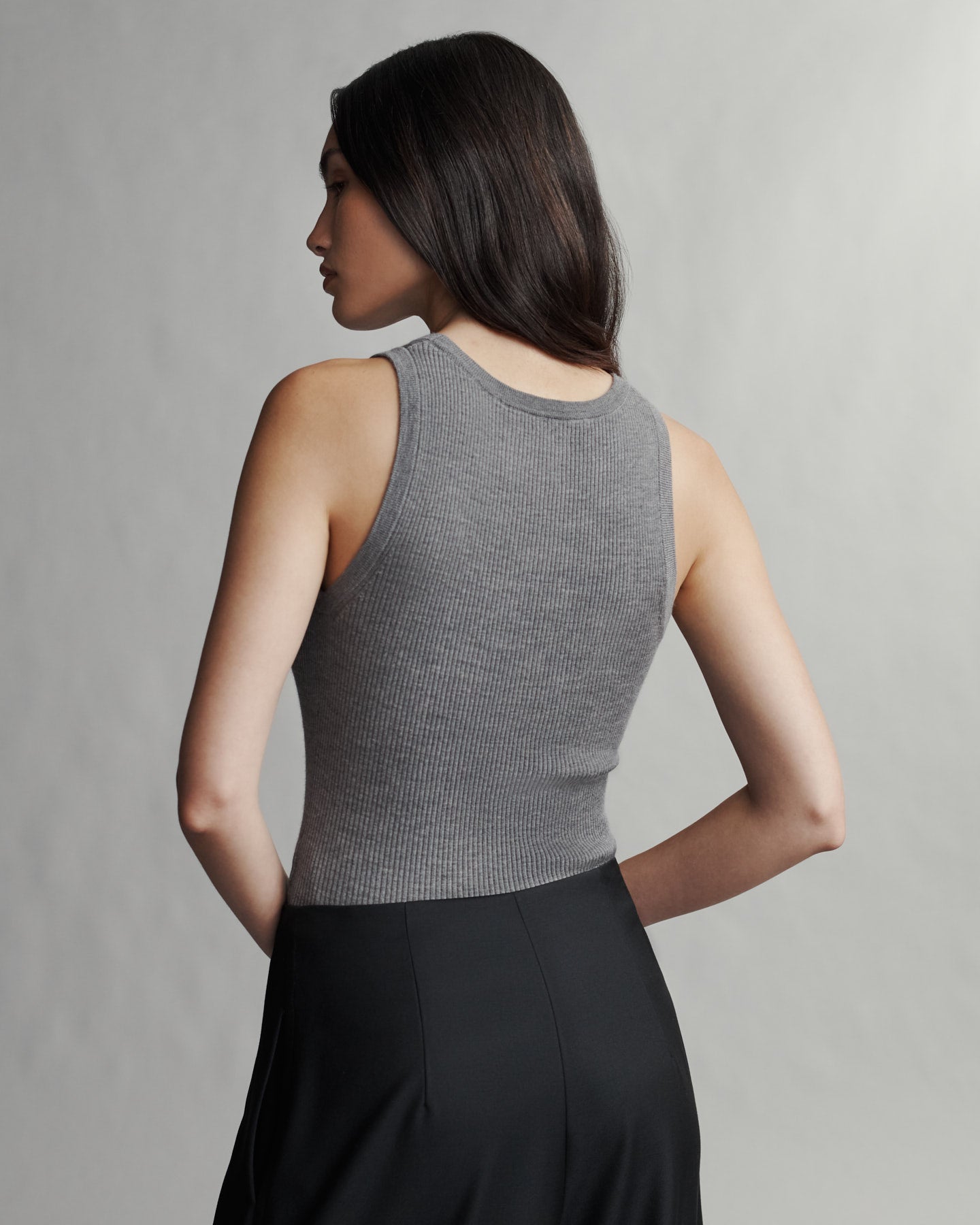 TWP Medium heather grey Knit Tank in Merino Wool view 4