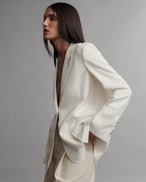 TWP Bone Sweet Pea Blazer in Coated Viscose Linen view 2