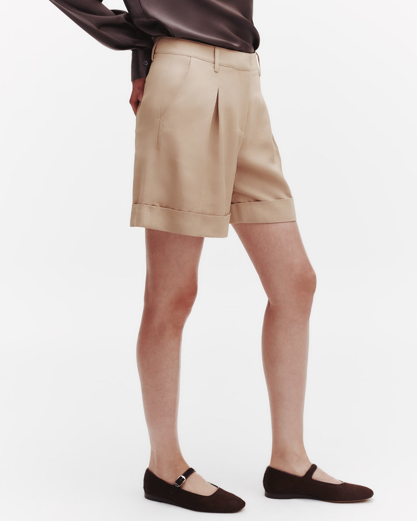 TWP Travertine Thompson Short in Coated Viscose Linen view 3