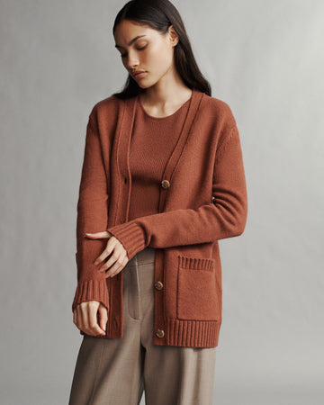 TWP Warm brick Phoebe Cardi in Cashmere view 2