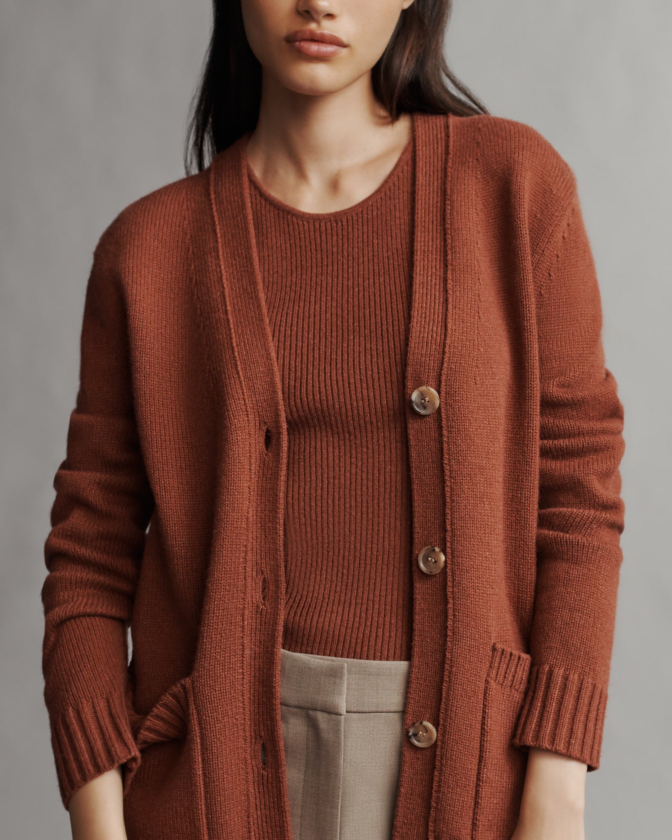 TWP Warm brick Phoebe Cardi in Cashmere view 5