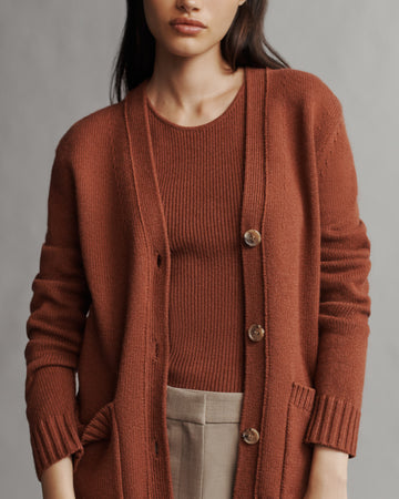 TWP Warm brick Phoebe Cardi in Cashmere view 6