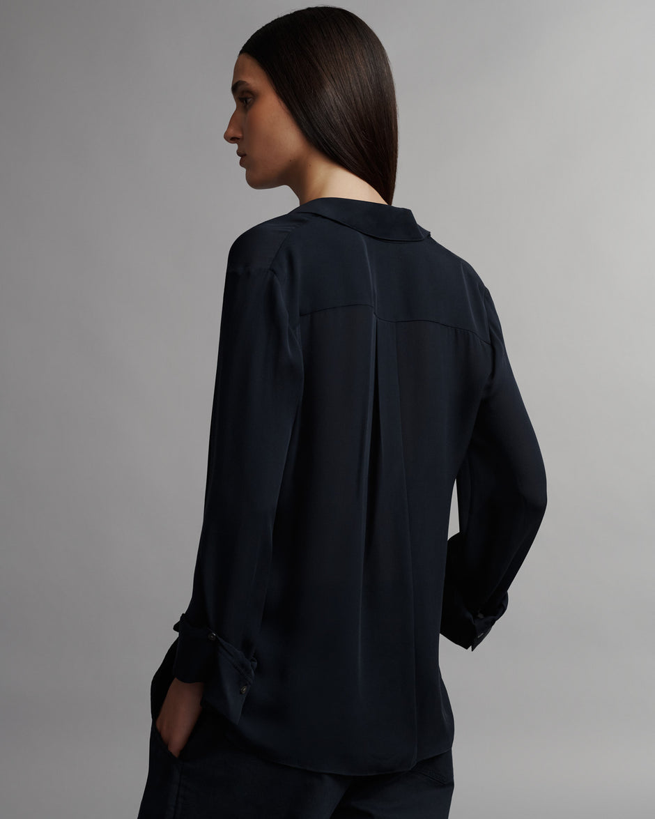 TWP Midnight Boyfriend shirt in washed georgette view 6