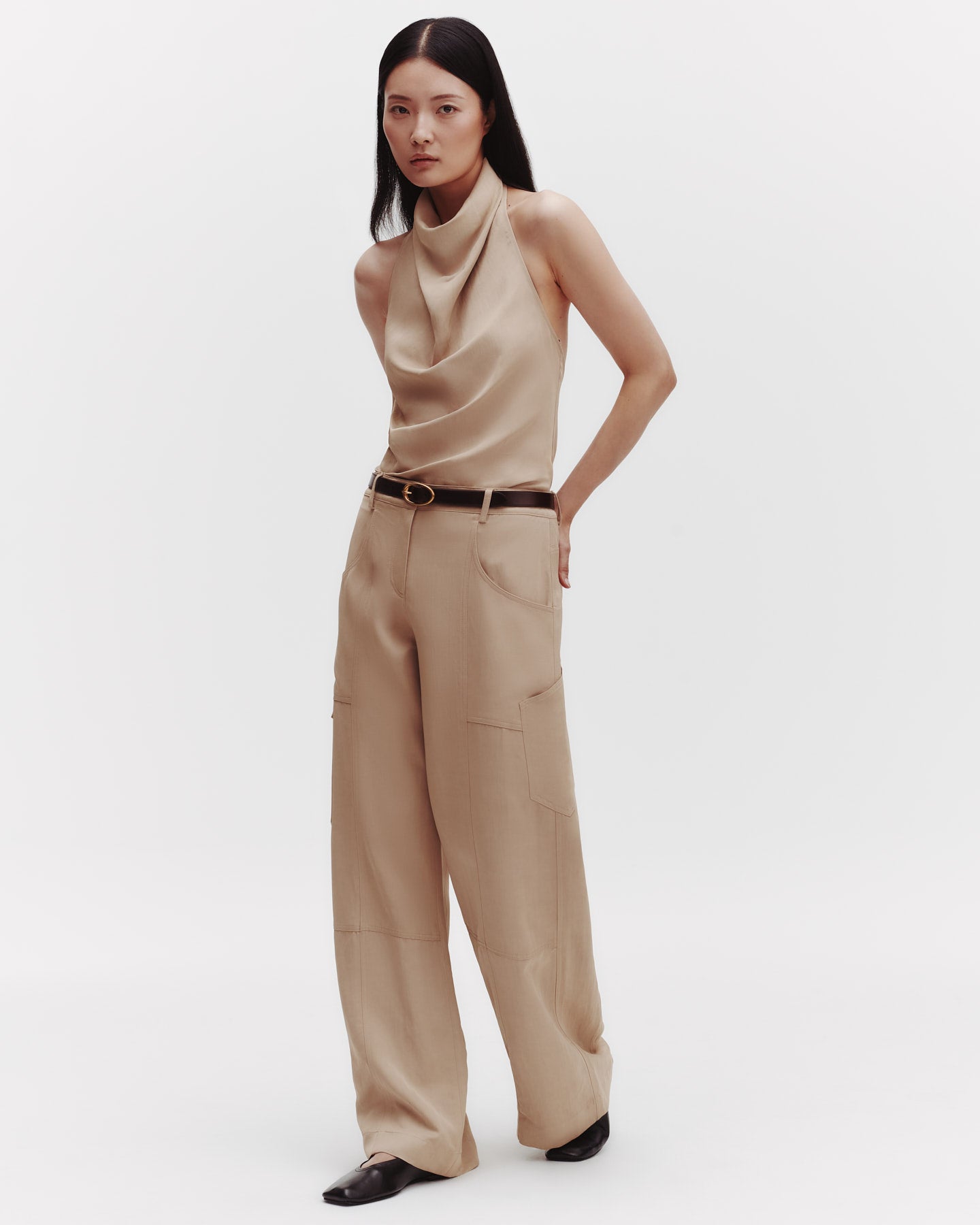 TWP Travertine Chrystie St. Pant in Coated Viscose Linen view 2