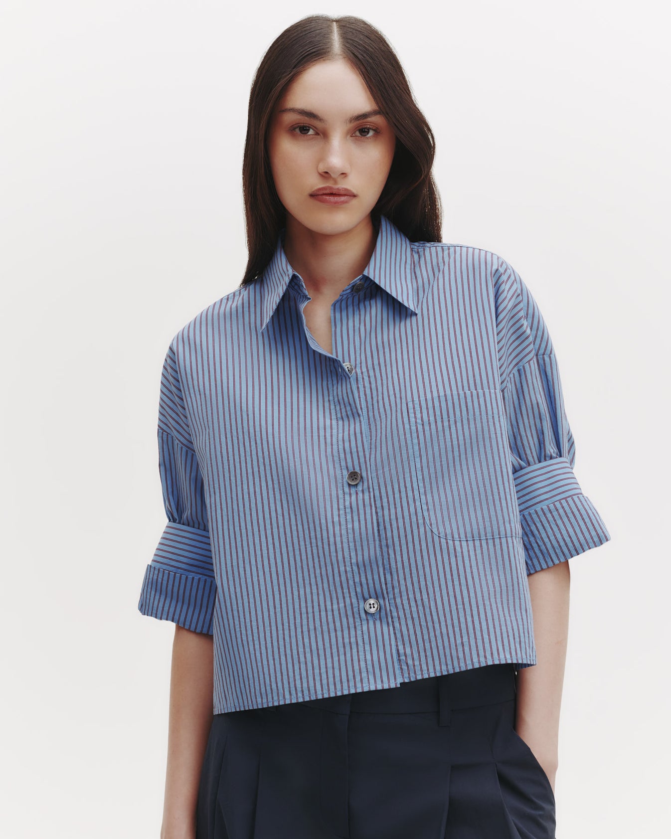 TWP Blue/wine Next Ex Shirt in Striped Cotton view 2