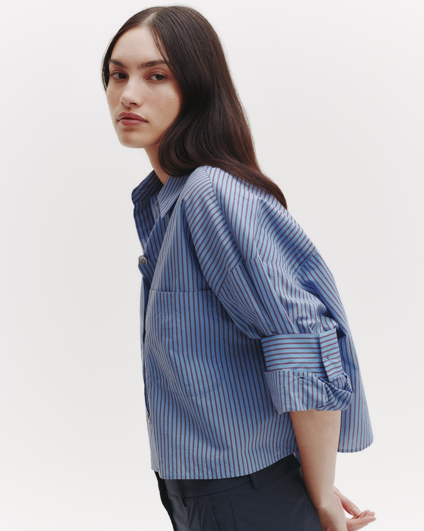 TWP Blue/wine Next Ex Shirt in Striped Cotton view 5