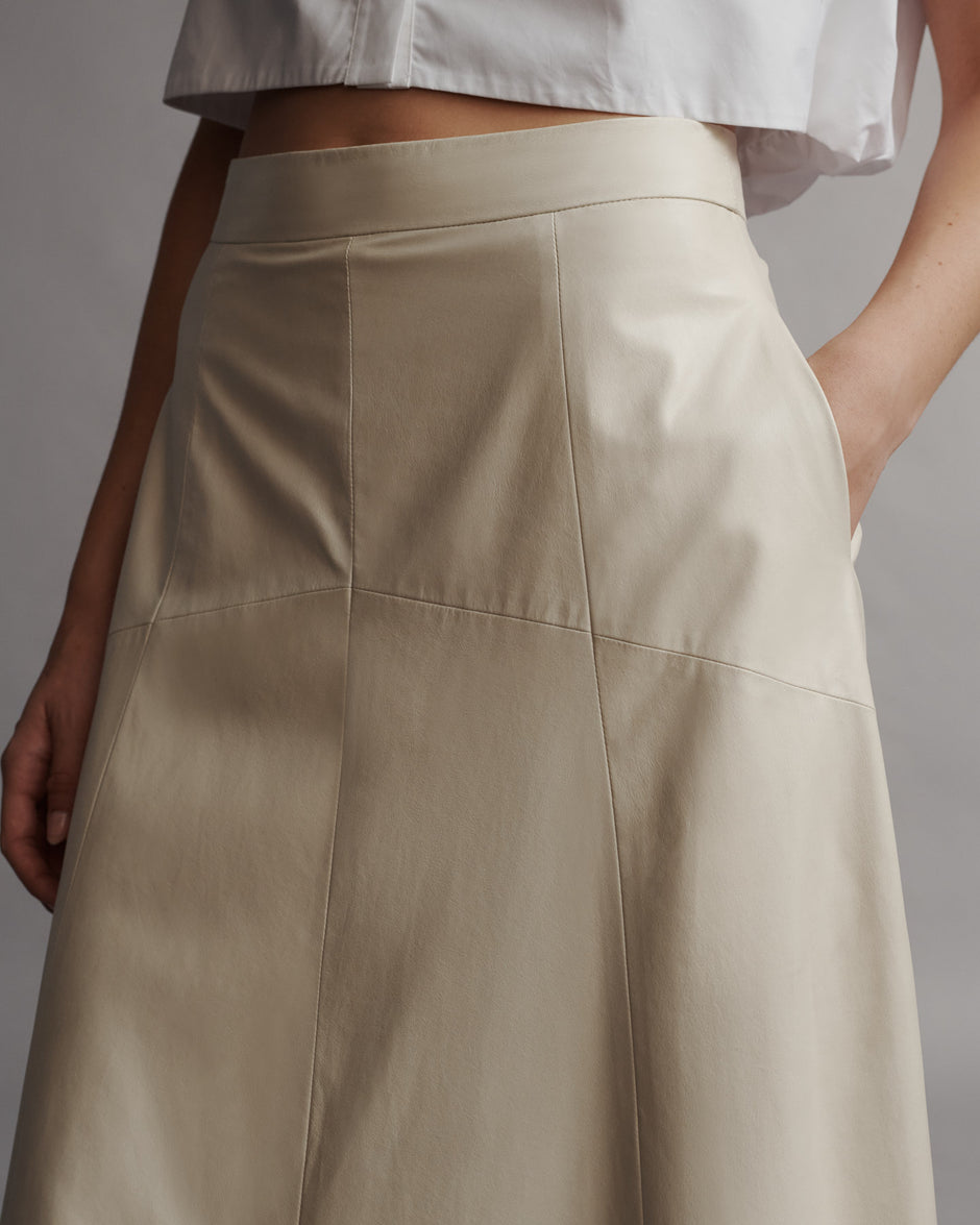 TWP Crema Kennedy Skirt in Paper Leather view 3