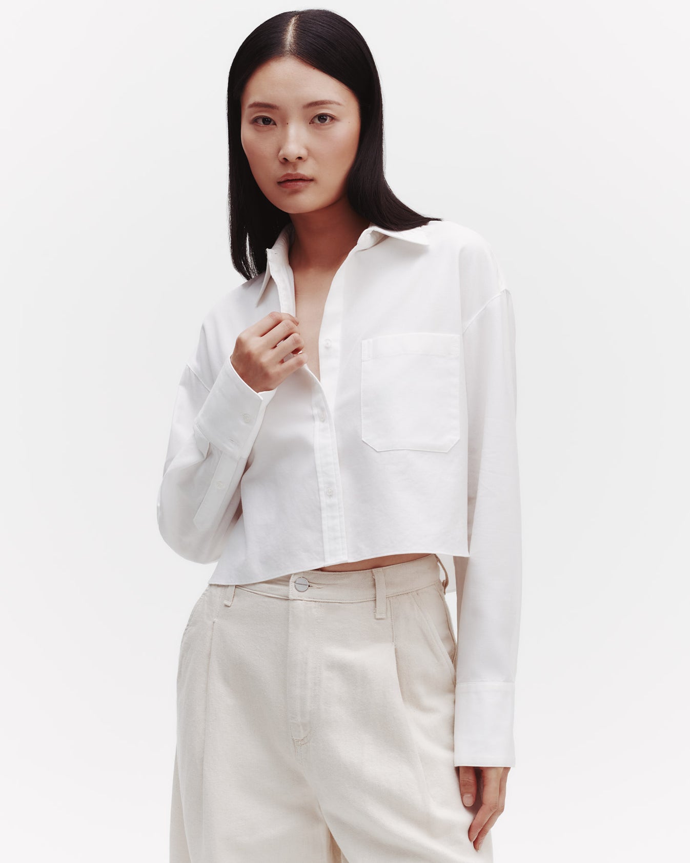 TWP White Little Big Joe Shirt in Oxford Cotton Shirting view 1