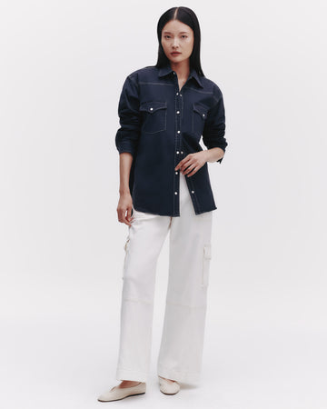 TWP Midnight Dutton Shirt in Stretch Compact Cotton view 3