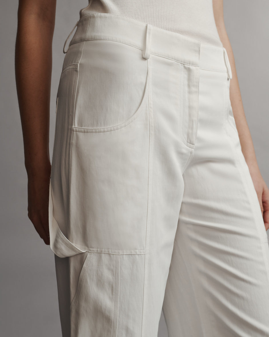 TWP White Chrystie Street Pant in Coated Viscose Linen view 1