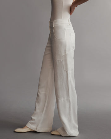 TWP White Chrystie Street Pant in Coated Viscose Linen view 5