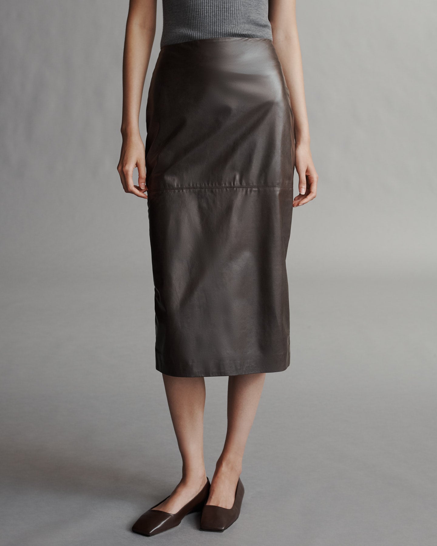 TWP Fudge Lola Skirt in Paper Leather view 1