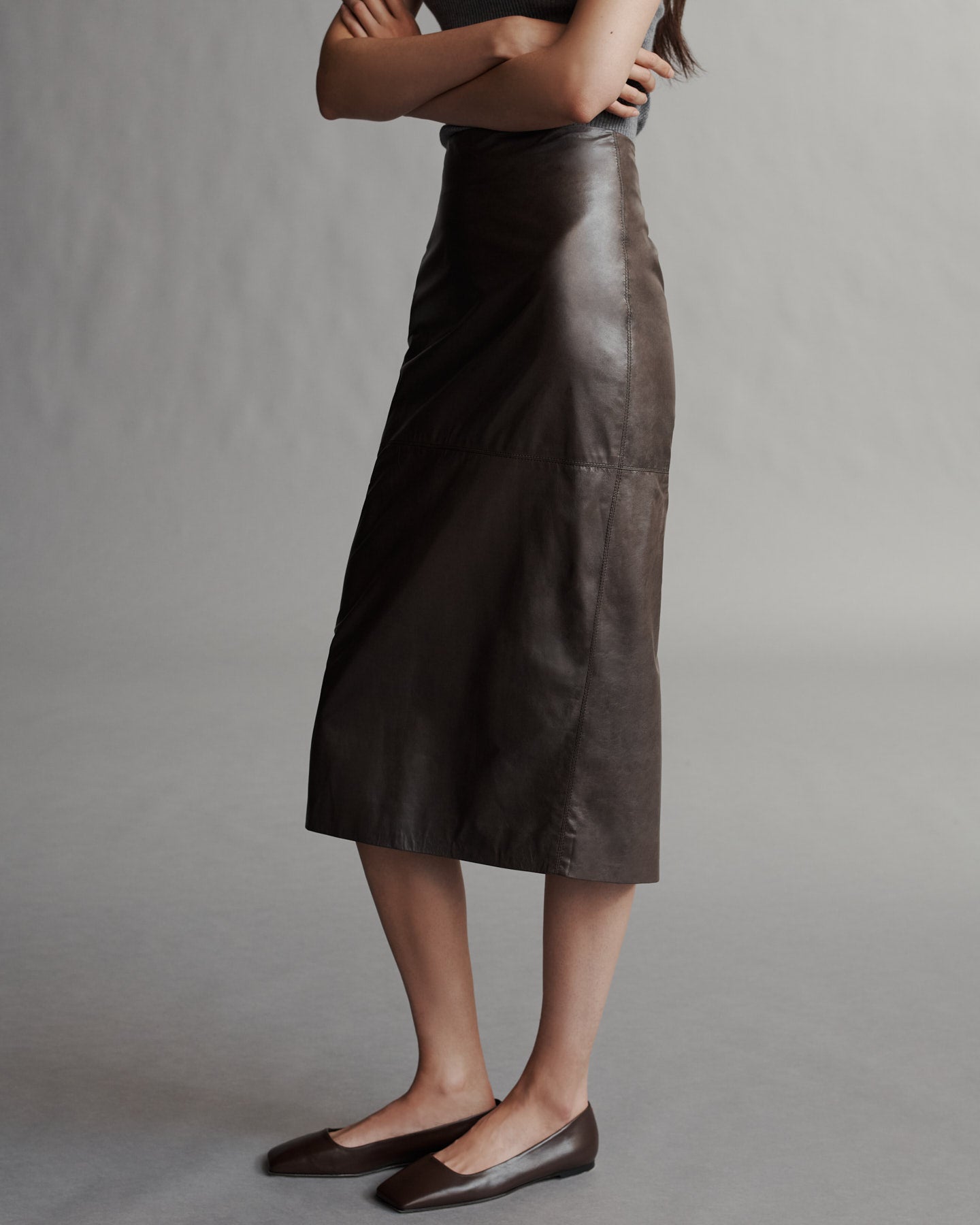 TWP Fudge Lola Skirt in Paper Leather view 2