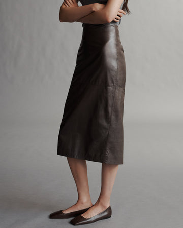 TWP Fudge Lola Skirt in Paper Leather view 3