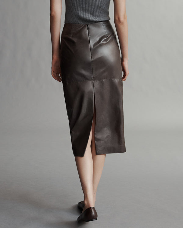 TWP Fudge Lola Skirt in Paper Leather view 3