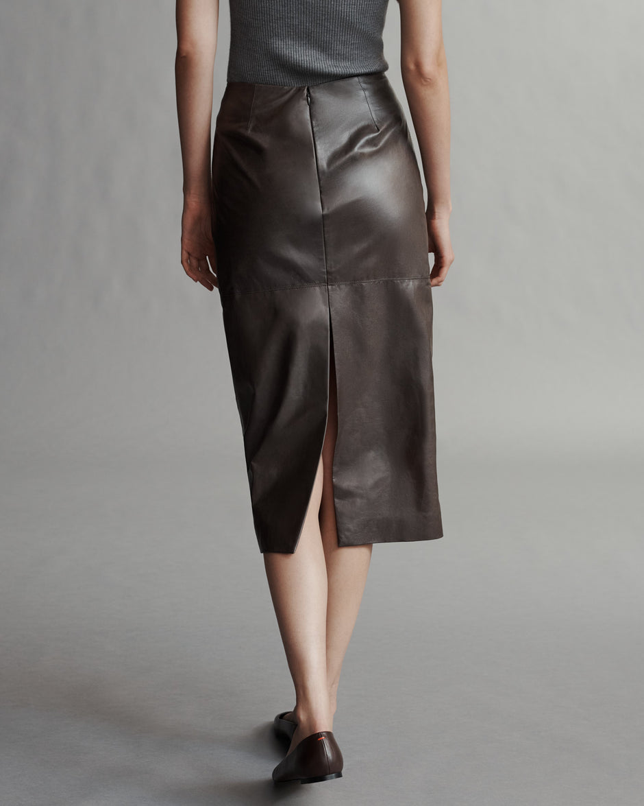 TWP Fudge Lola Skirt in Paper Leather view 4