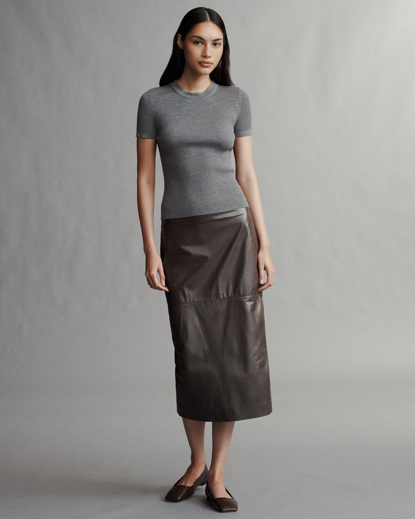 TWP Fudge Lola Skirt in Paper Leather view 5