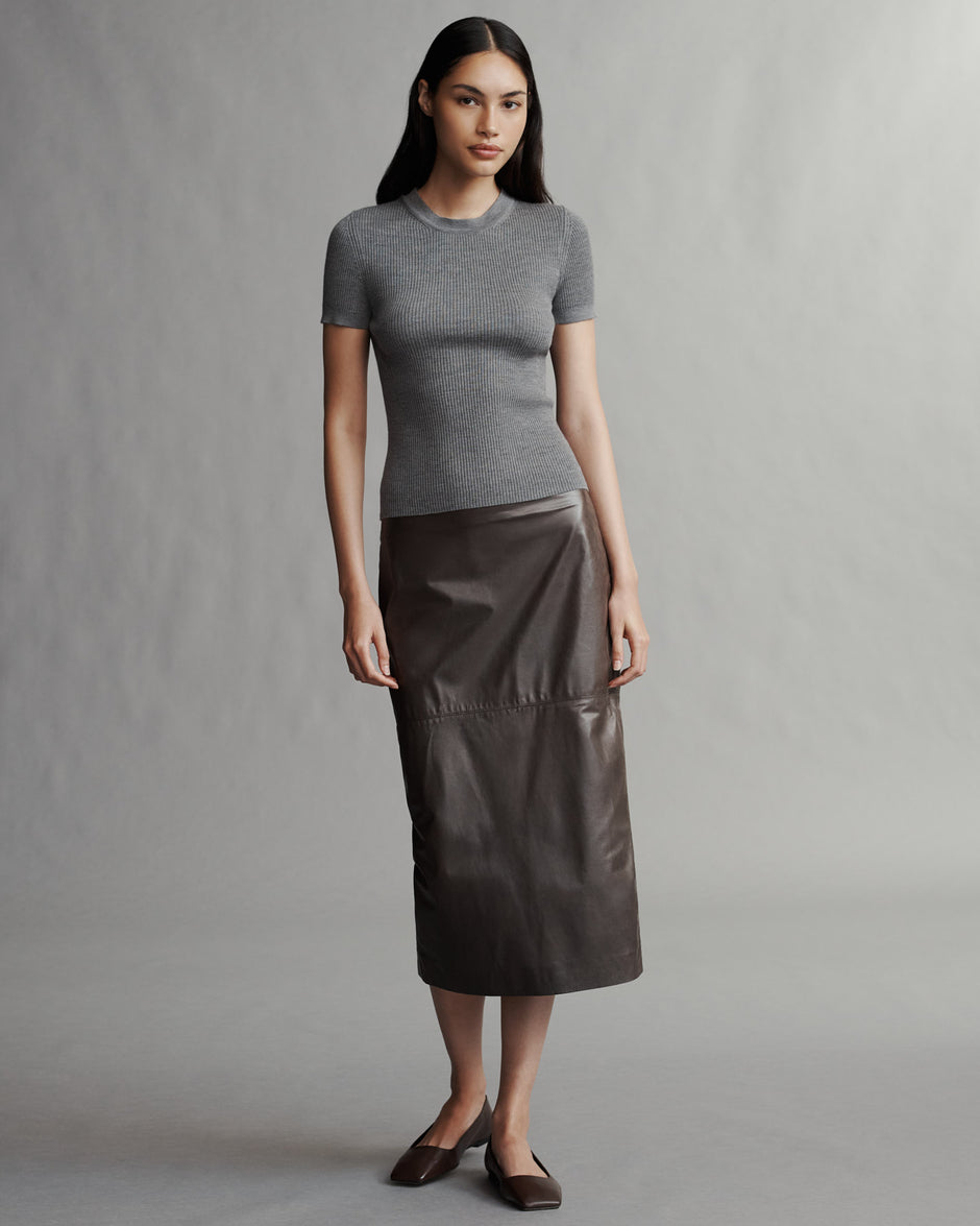 TWP Fudge Lola Skirt in Paper Leather view 6