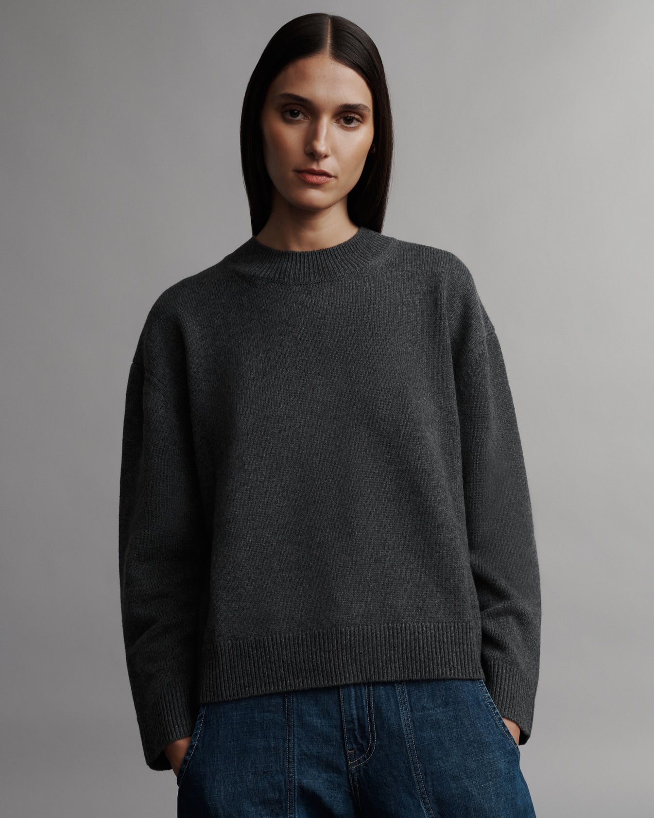 TWP Charcoal Boy Crewneck in Cashmere view 4