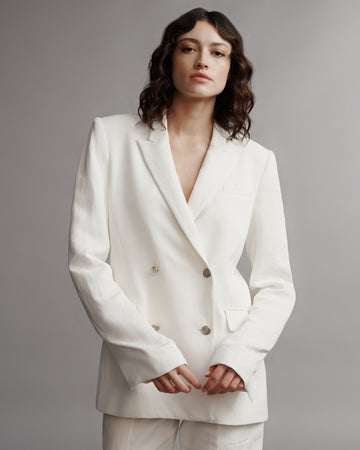 TWP White My Second Husband Blazer in Coated Viscose Linen view 2