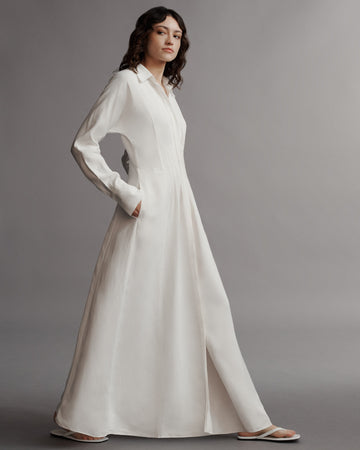 TWP White Main Street After Midnight Dress in Coated Viscose Linen view 5