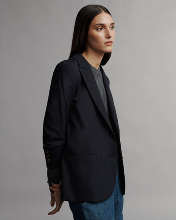 TWP Midnight Boyfriend Blazer with Zipper in cotton poplin view 4