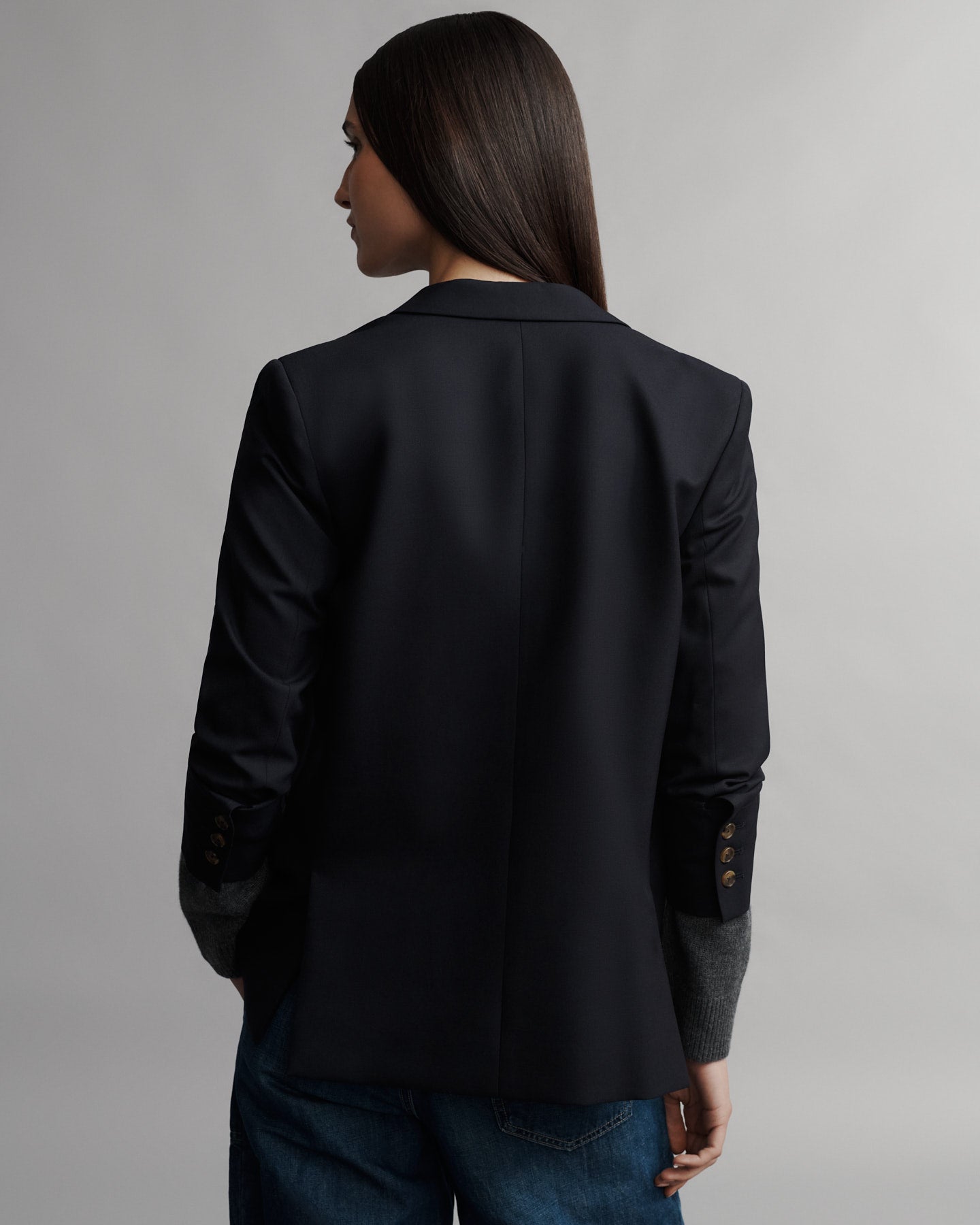 TWP Midnight Boyfriend Blazer with Zipper in cotton poplin view 4