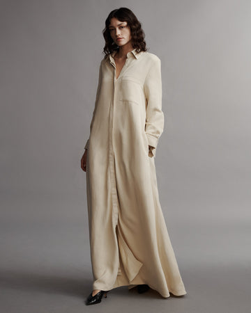 TWP French butter Jenny&#39;s Gown in coated viscose linen view 2