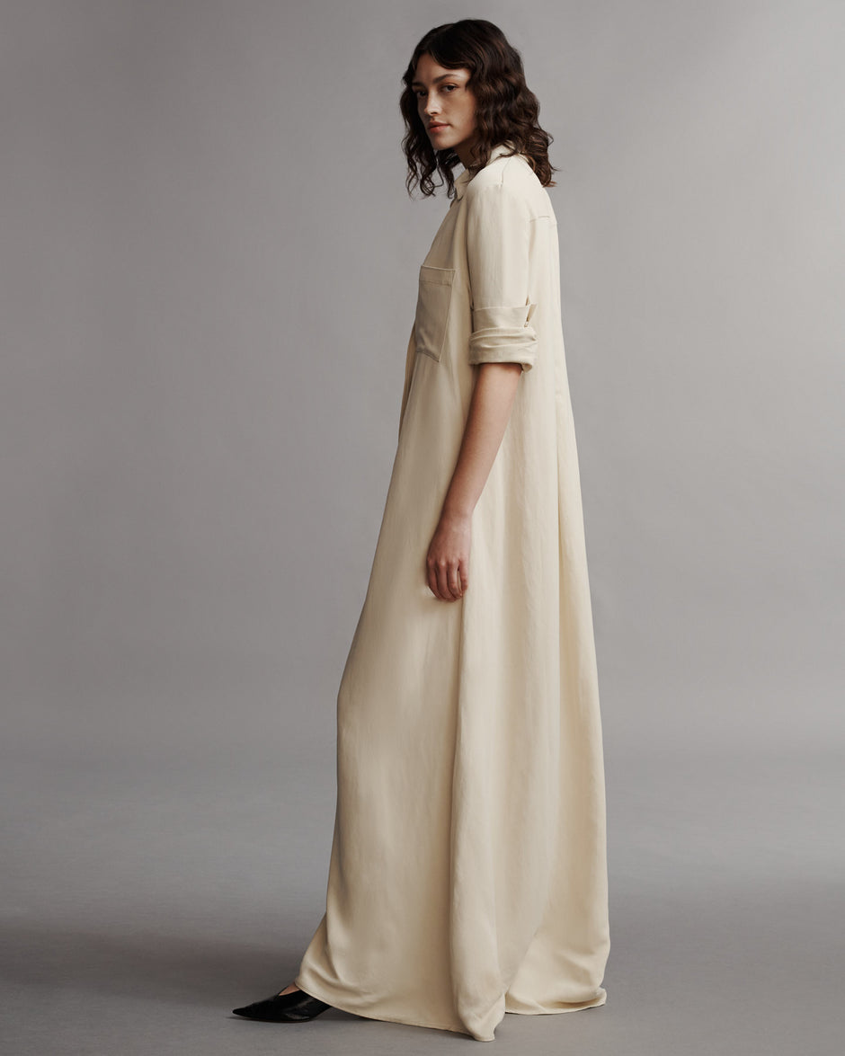 TWP French butter Jenny&#39;s Gown in coated viscose linen view 5