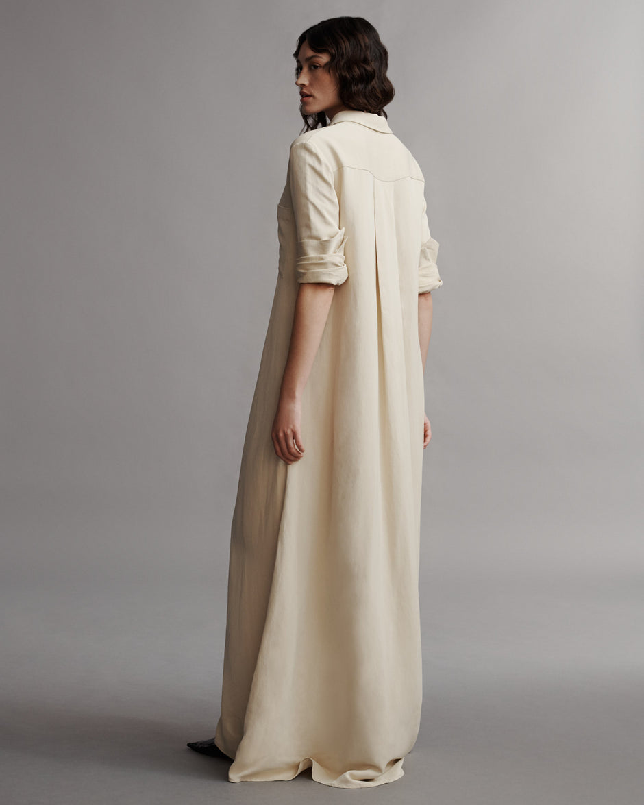 TWP French butter Jenny&#39;s Gown in coated viscose linen view 6