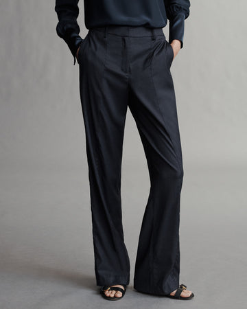 TWP Indigo / charcoal Elizabeth St. Pant in Chintzed Pinstripe Suiting view 2