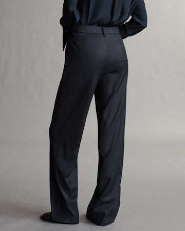 TWP Indigo / charcoal Elizabeth St. Pant in Chintzed Pinstripe Suiting view 3