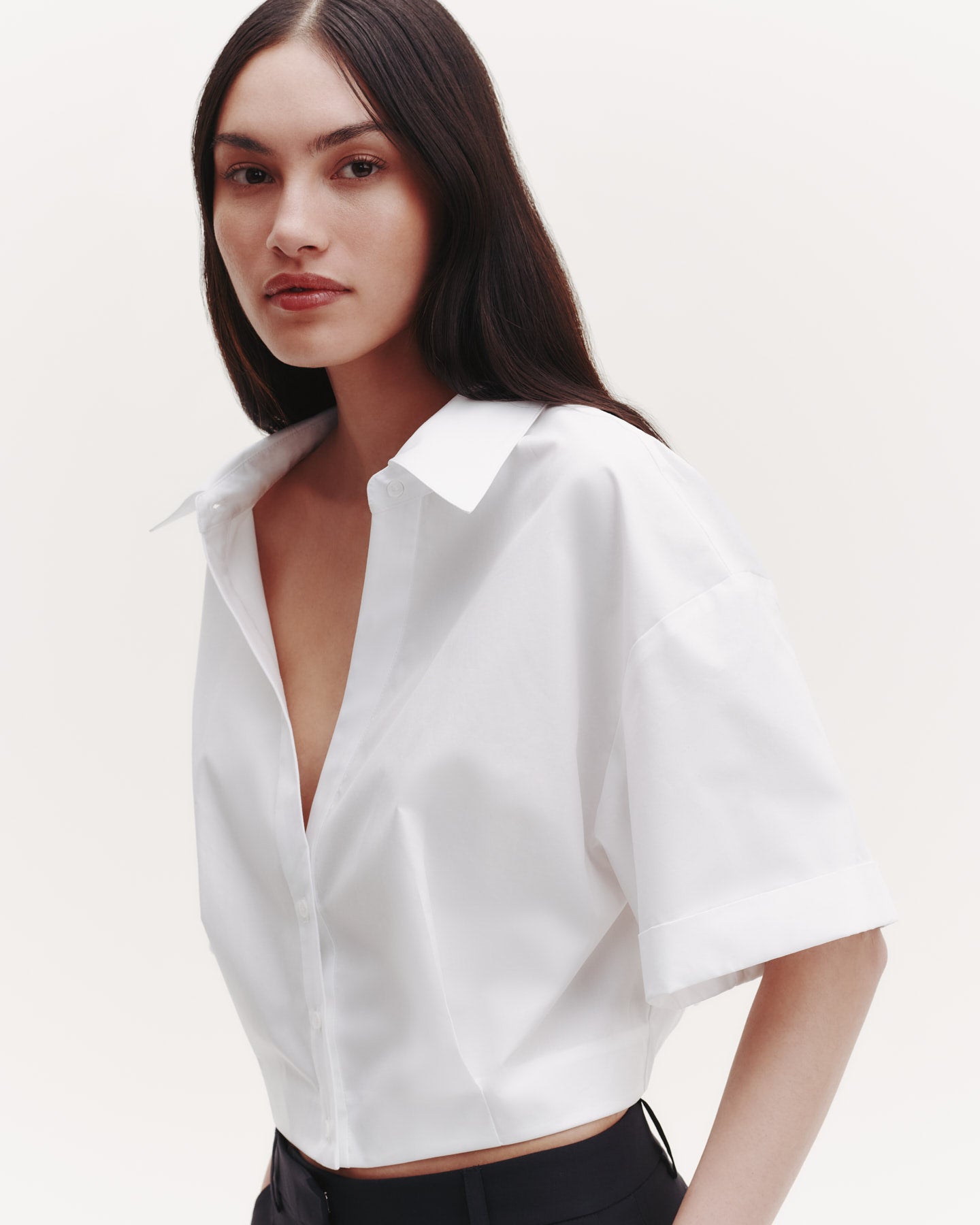 TWP White She Comes and Goes Again Top in Cotton Shirting view 3