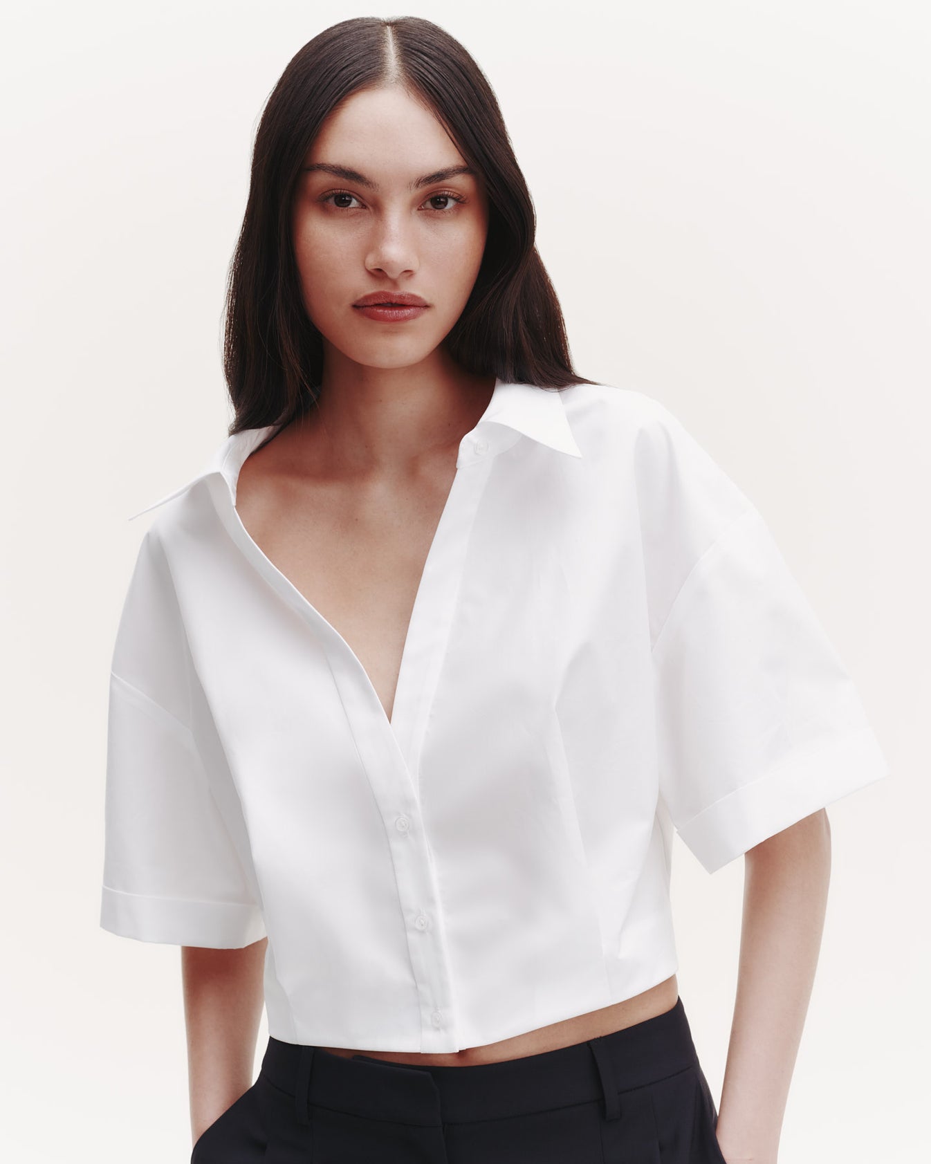 TWP White She Comes and Goes Again Top in Cotton Shirting view 4