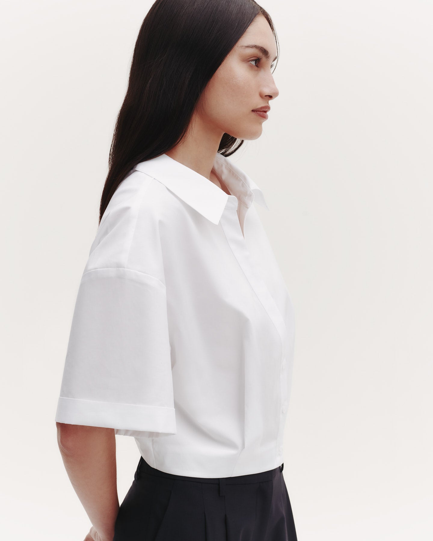 TWP White She Comes and Goes Again Top in Cotton Shirting view 2