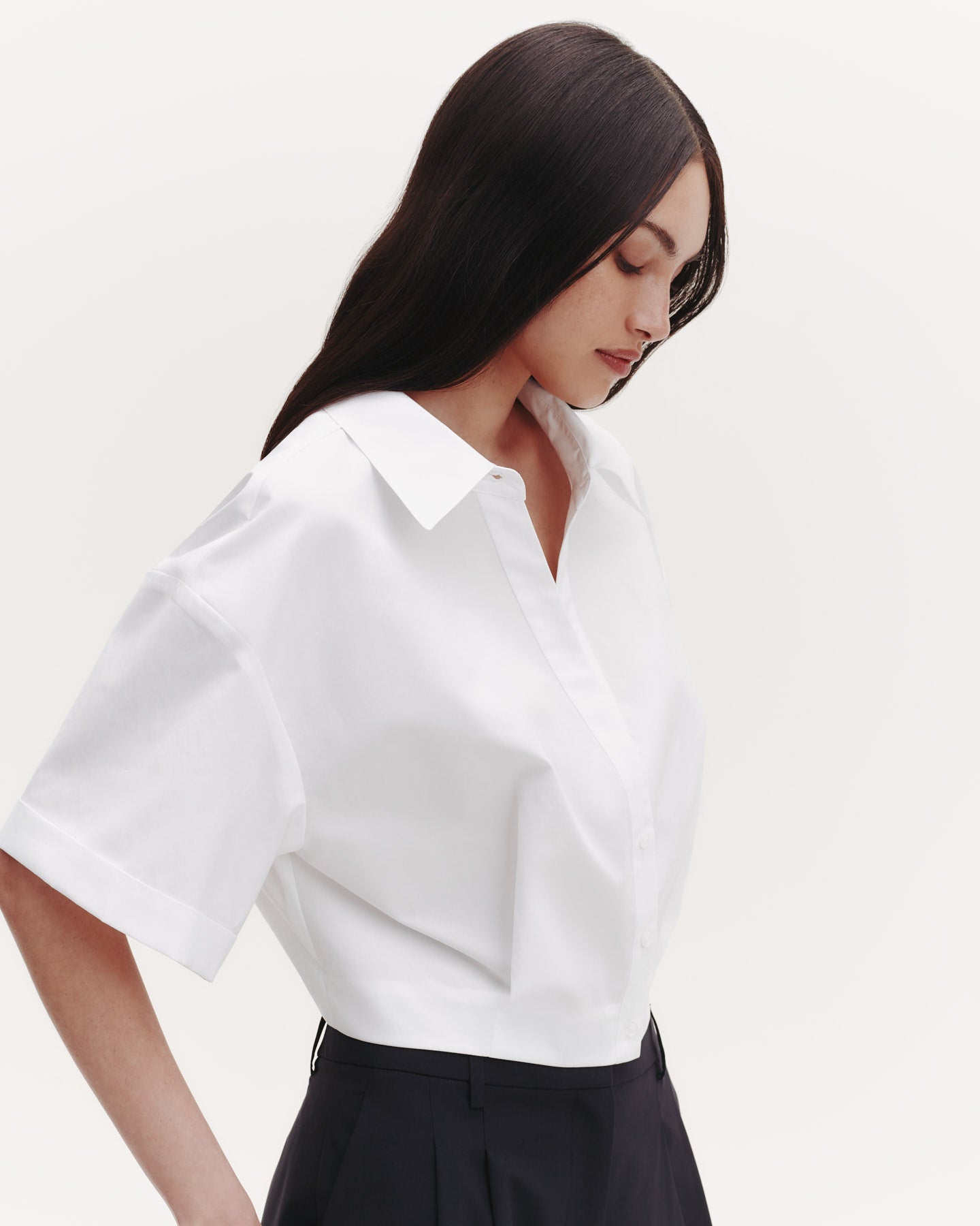 TWP White She Comes and Goes Again Top in Cotton Shirting view 1