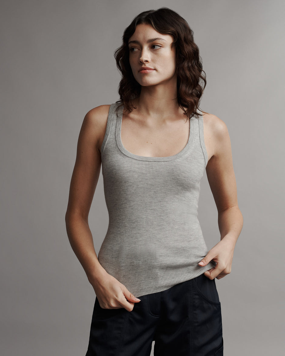 TWP Light heather grey Perfect Tank in Cashmere view 1