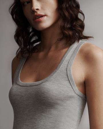 TWP Light heather grey Perfect Tank in Cashmere view 3