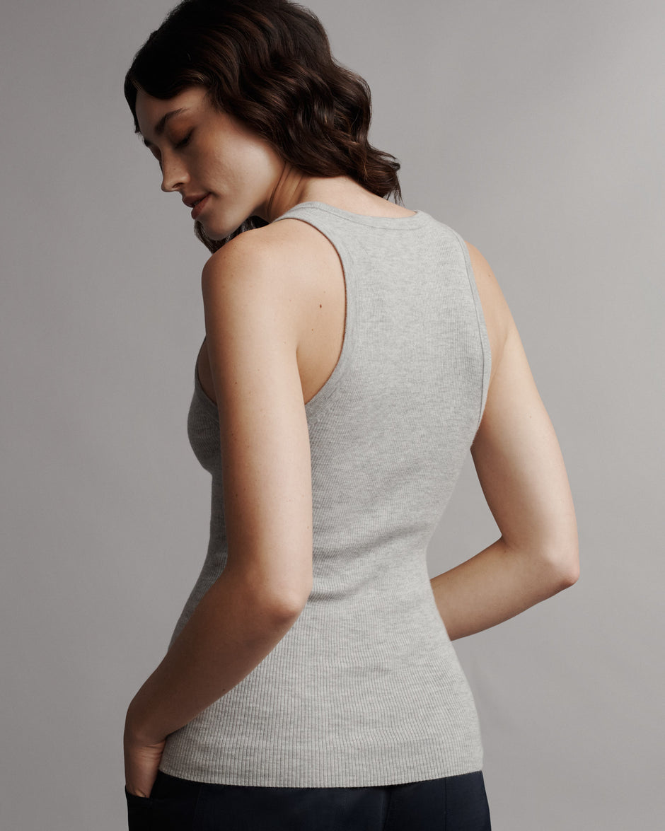 TWP Light heather grey Perfect Tank in Cashmere view 4