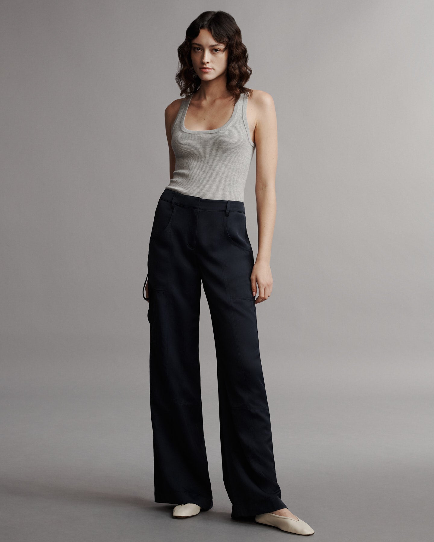 TWP Midnight Chrystie Street Pant in Coated Viscose Linen view 2