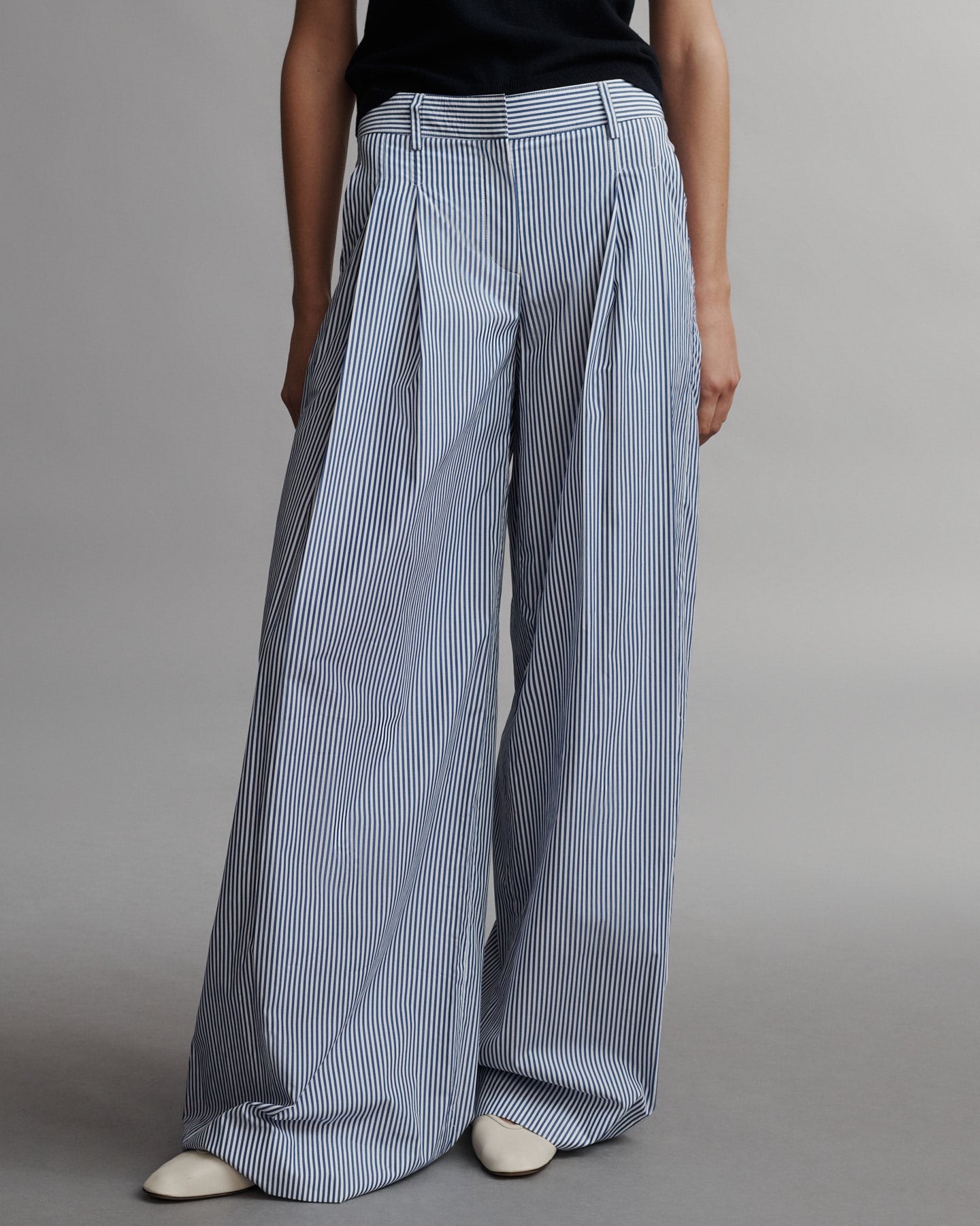 TWP White / indigo Didi Pant in Awning Lady Stripe view 1