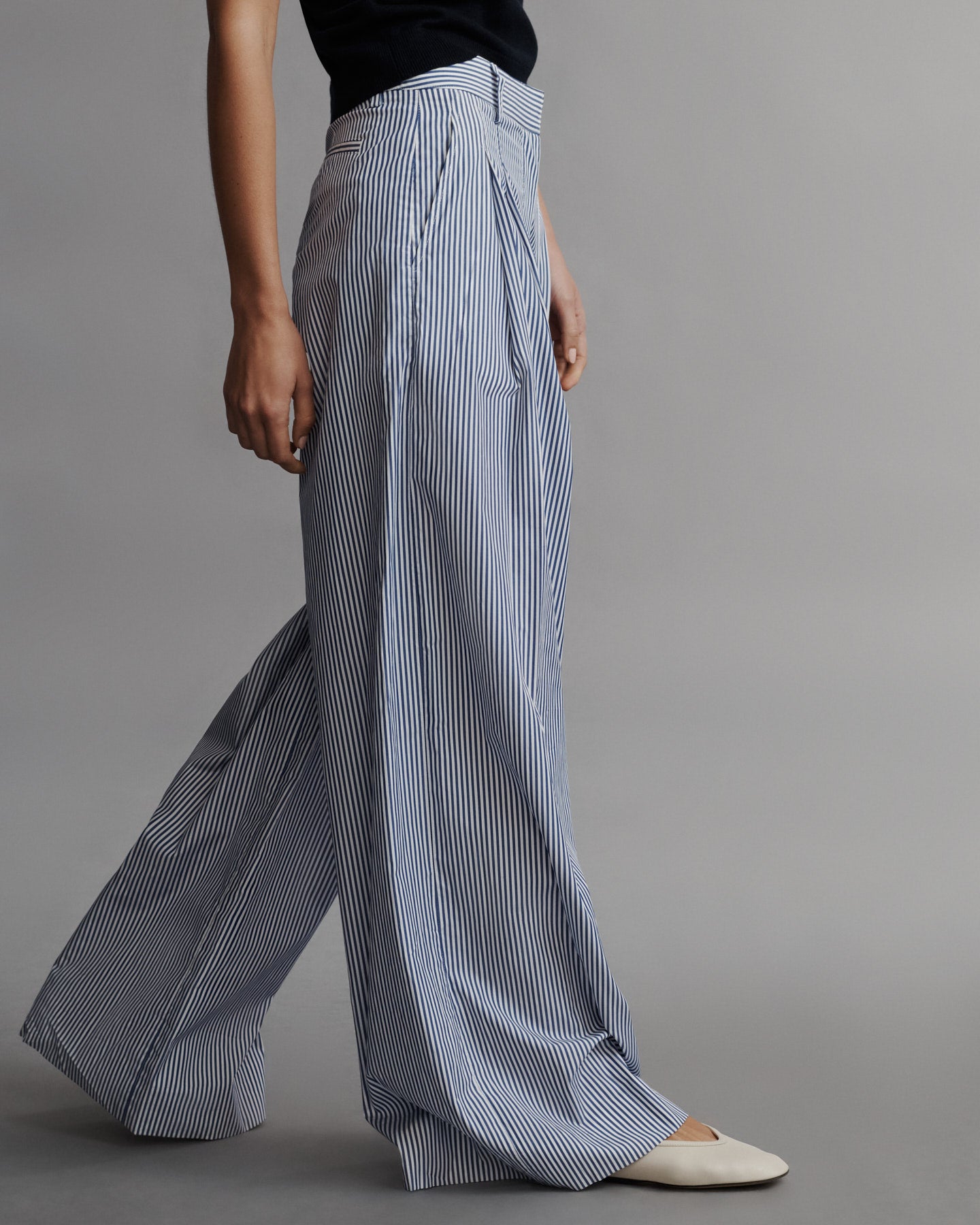 TWP White / indigo Didi Pant in Awning Lady Stripe view 3