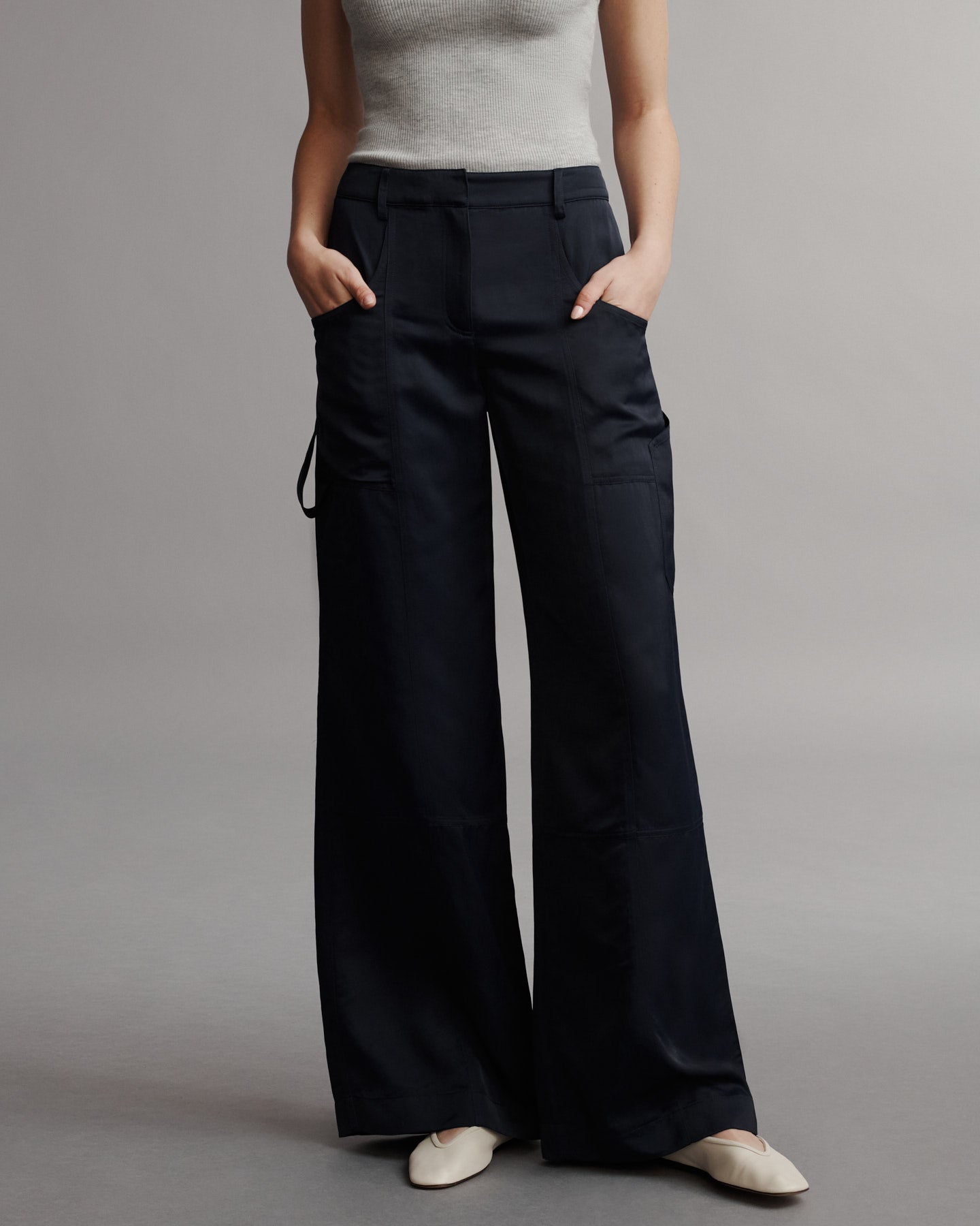 TWP Midnight Chrystie Street Pant in Coated Viscose Linen view 3