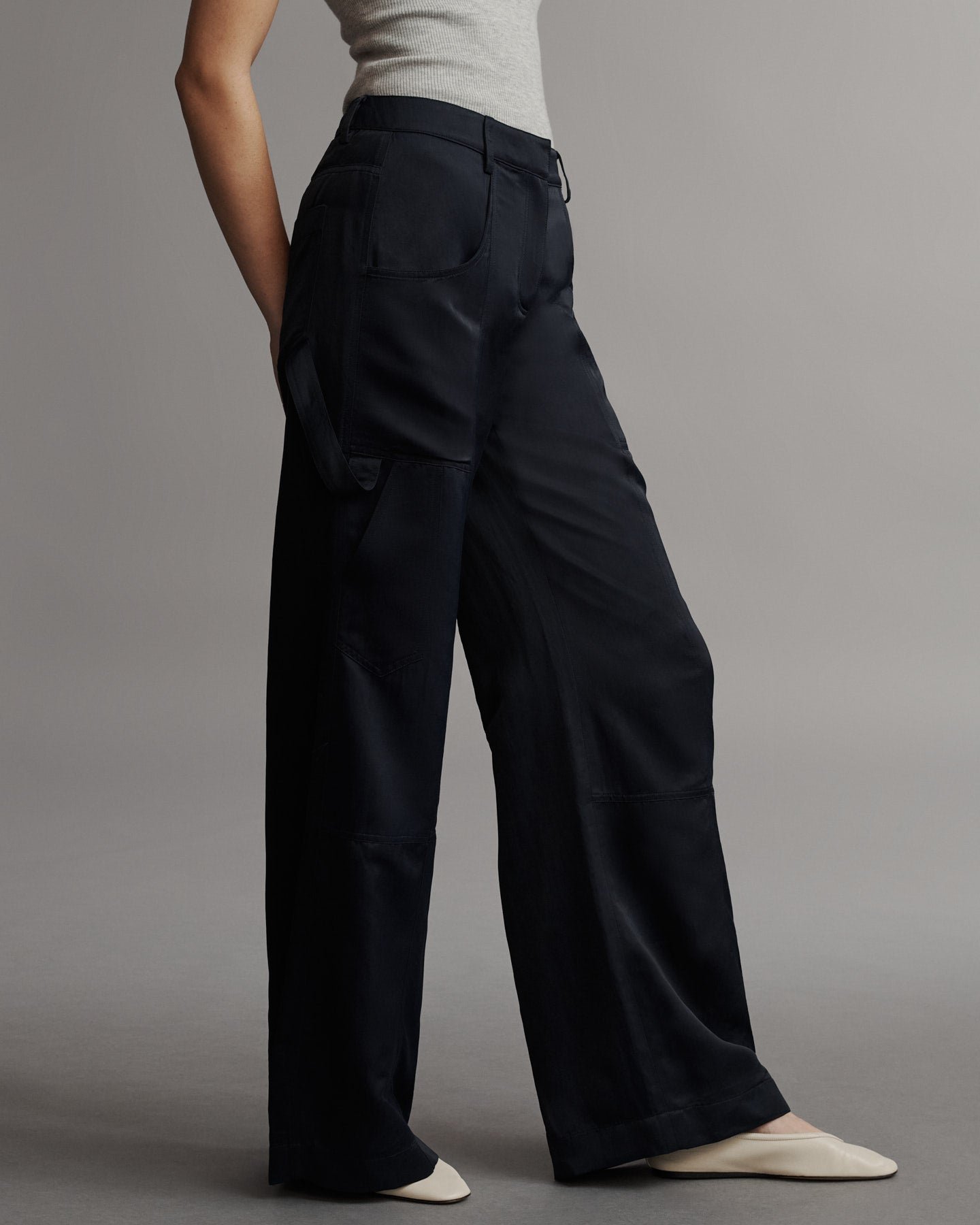 TWP Midnight Chrystie Street Pant in Coated Viscose Linen view 1