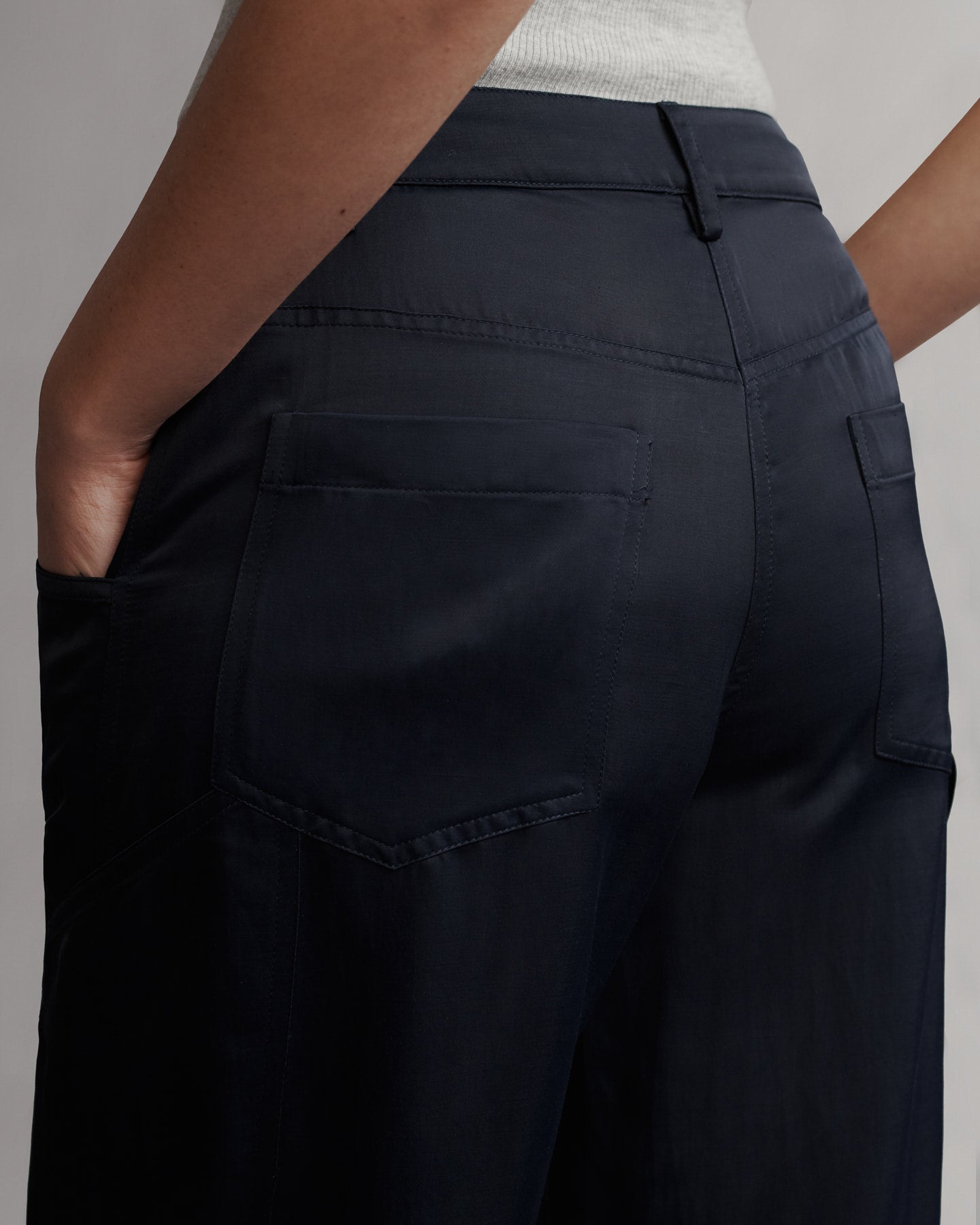 TWP Midnight Chrystie Street Pant in Coated Viscose Linen view 4