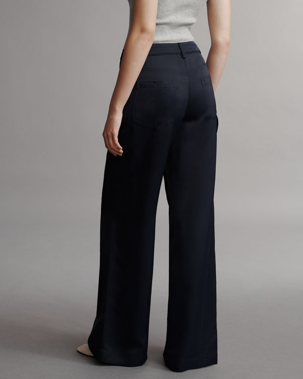 TWP Midnight Chrystie Street Pant in Coated Viscose Linen view 5