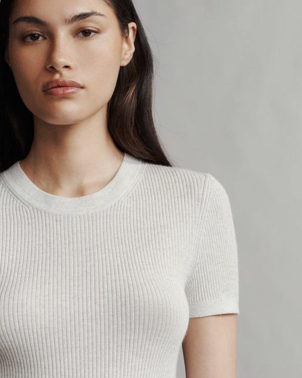 TWP White heather grey Tease top in Merino Wool view 5